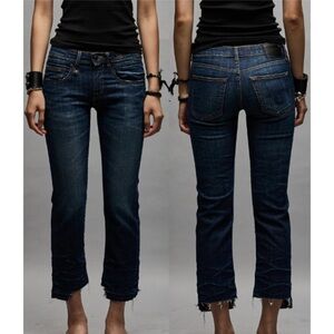 R 13 Dark Blue Ankle Jeans
